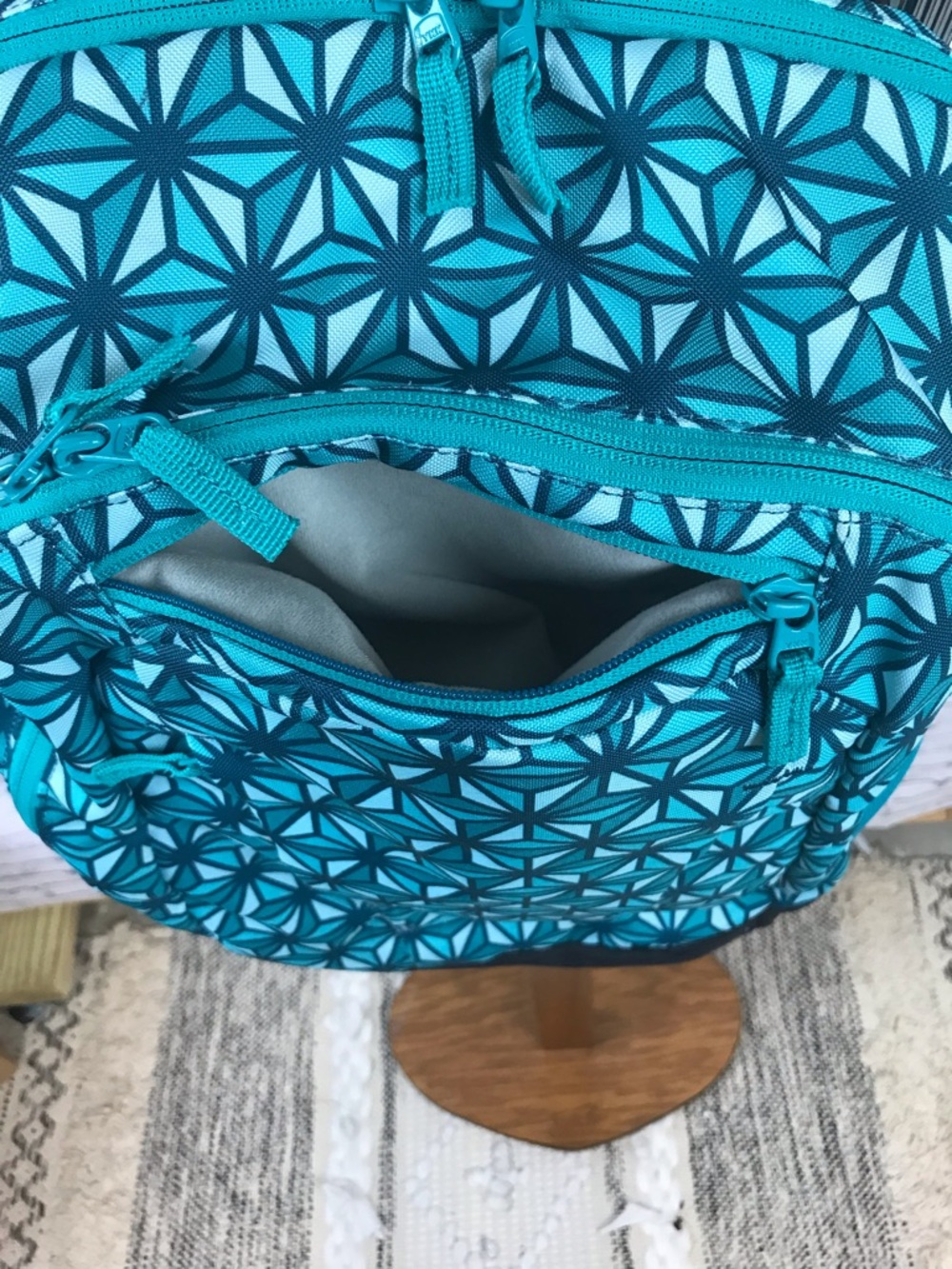Land’s end | Turquoise Geometric Pattern Backpack - Picture 5 of 8